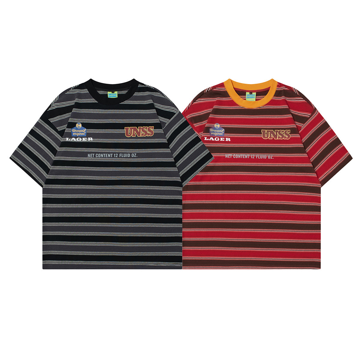 Unisex T-shirts Summer Vintage Striped Men's Loose Short Sleeve T-Shirt