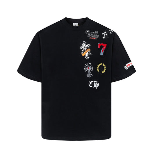 Hip hop clothing new york summer vintage embroidered t-shirt short sleeves