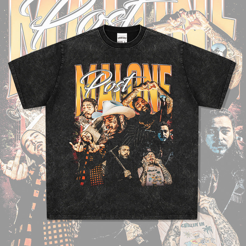 New york hip hop shop vintage hip hop Potz Ma Long Post Malone print short sleeve t-shirt