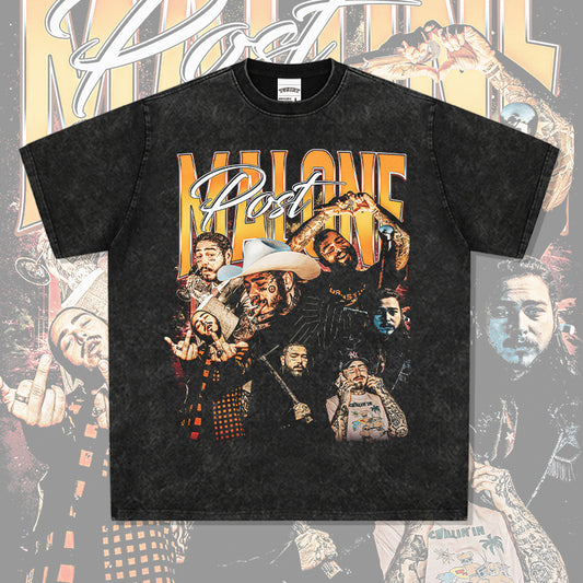 New york hip hop shop vintage hip hop Potz Ma Long Post Malone print short sleeve t-shirt