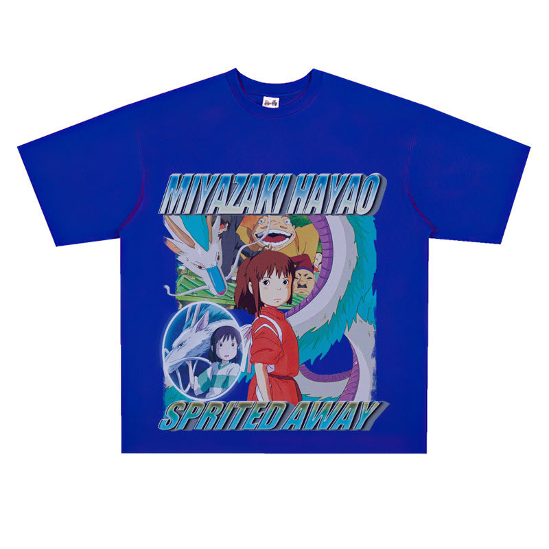 Film Star T Shirt Japanese Classic Anime Spirited Away Loose-Fitting Pure Cotton T-shirt Men and Women