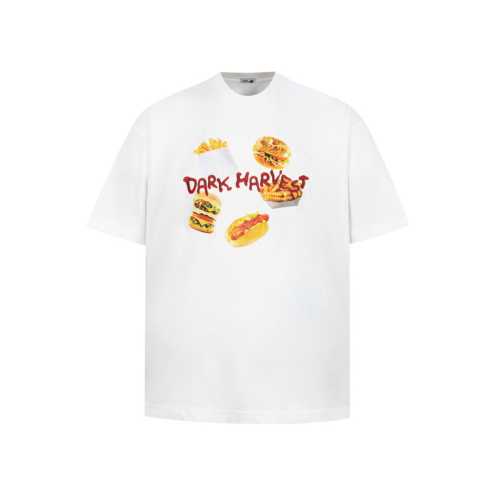 Nostalgia T Shirts Vintage Burger Creative Crew Neck Short Sleeve T-Shirt