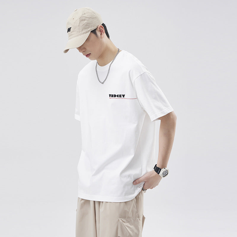 Men T-shirts Spring Summer Loose Print White Short Sleeves