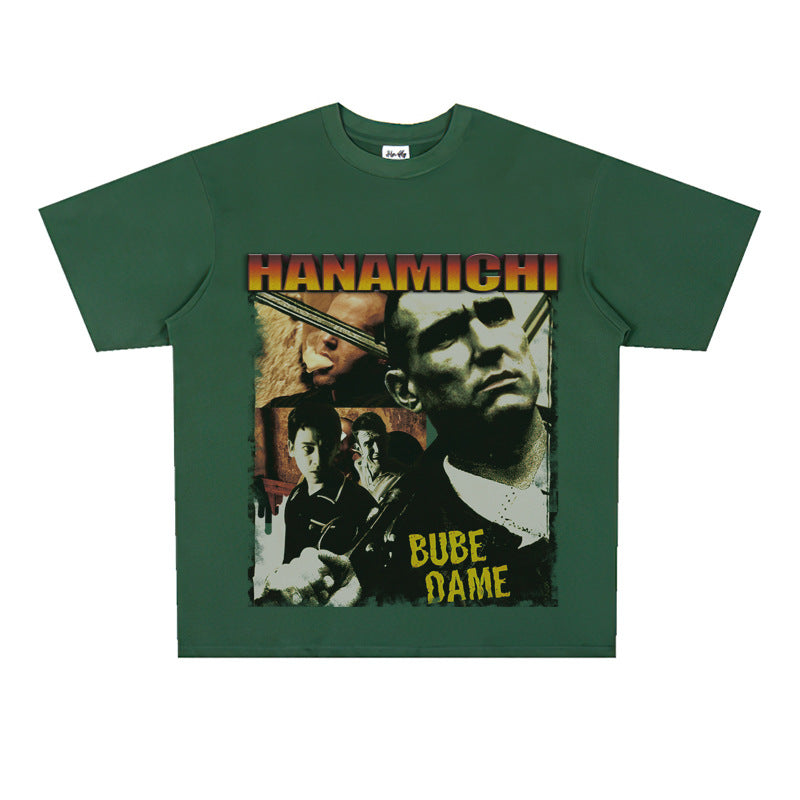 Film Star T Shirt Cotton Short Sleeve Loose American Retro T-shirt