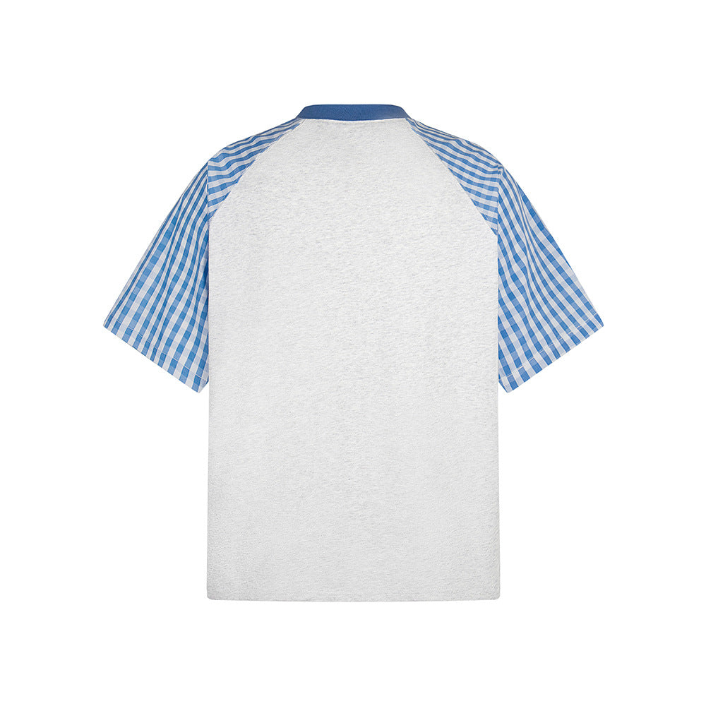 Nostalgia T Shirts Vintage Plaid Short Sleeve T-Shirt Loose Casual Top