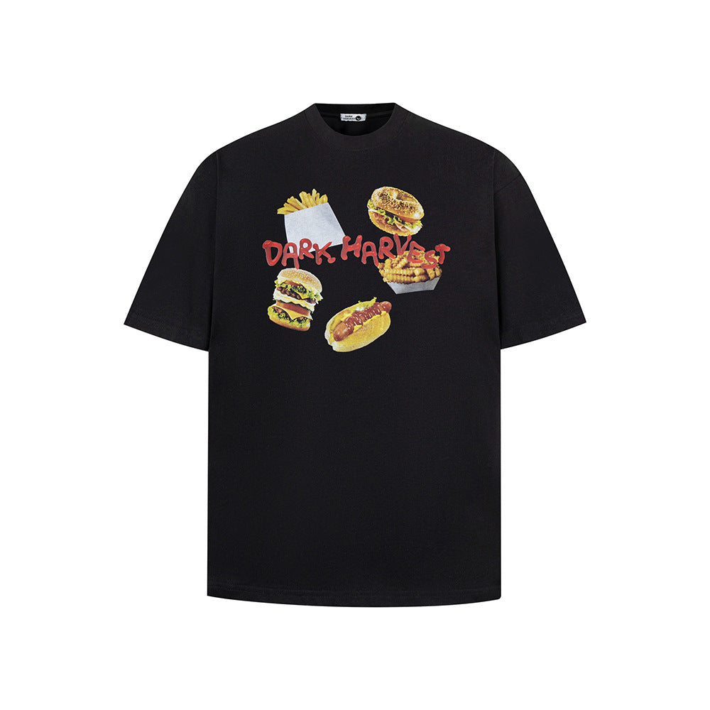 Nostalgia T Shirts Vintage Burger Creative Crew Neck Short Sleeve T-Shirt