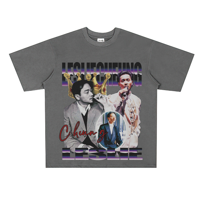 Film Star T Shirt Loose Heavy Retro Street Cotton American T-shirt Men and Women