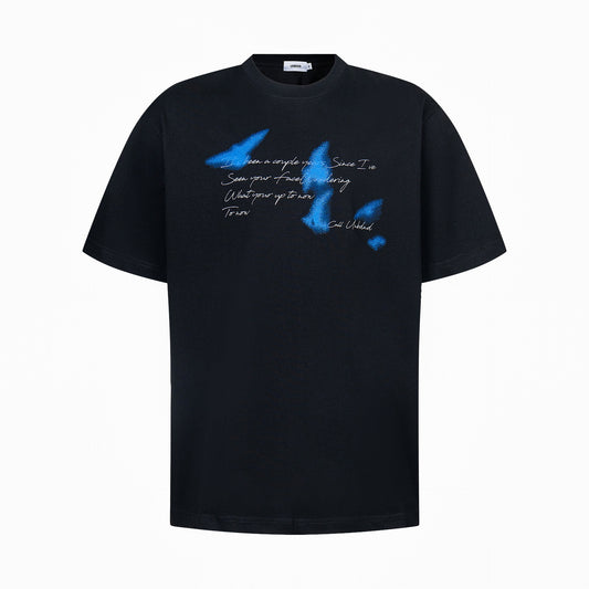 Unisex T-shirts Summer Butterfly Pattern Men's Loose Short Sleeve T-Shirt