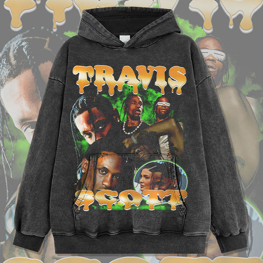 Marcas streetwear usa vintage Travis Scott print, crew neck sweater