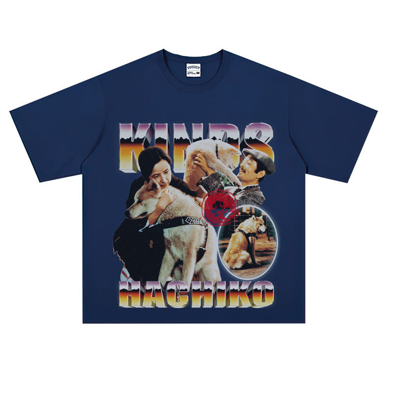 Film Star T Shirt Movie Loyal Dog Eight Male Printed Loose Street Cotton American T-shirt