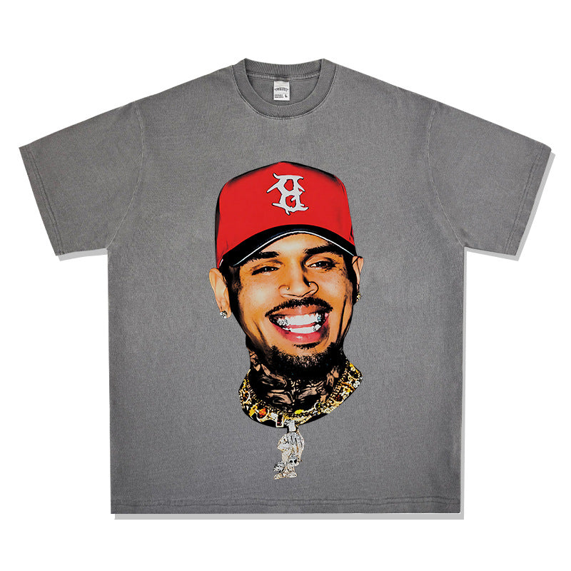 New york hip hop shop vintage chris crown print short sleeve t-shirt
