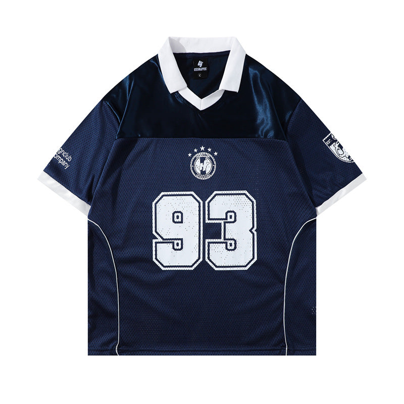 Y2K mens shirt retro V-neck casual t-shirt