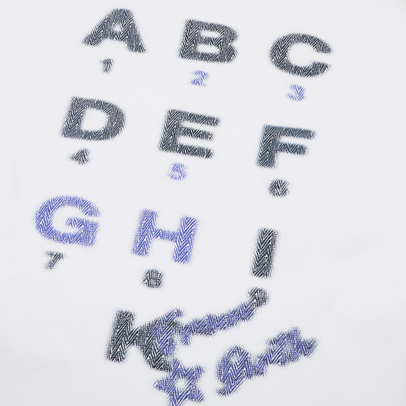 Camisas Retros Washed Old Letter Print Short Sleeve T-Shirt