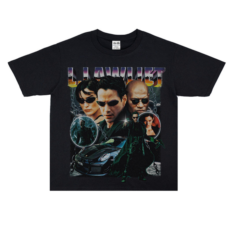 Film Star T Shirt Personalized Cotton Short Sleeve Loose American Retro Design T-shirt