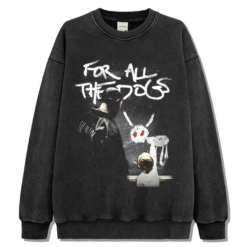 Marcas streetwear usa vintage drake dragon print crew neck sweater