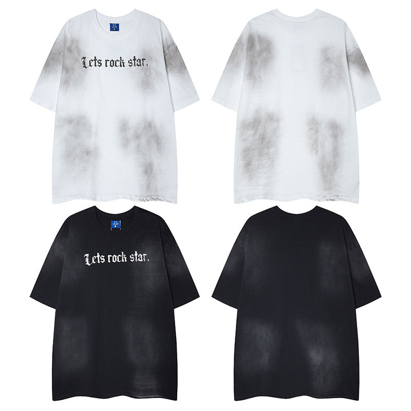 Nyc 1990 Shirt summer t-shirt men loose gradual change color t-shirt