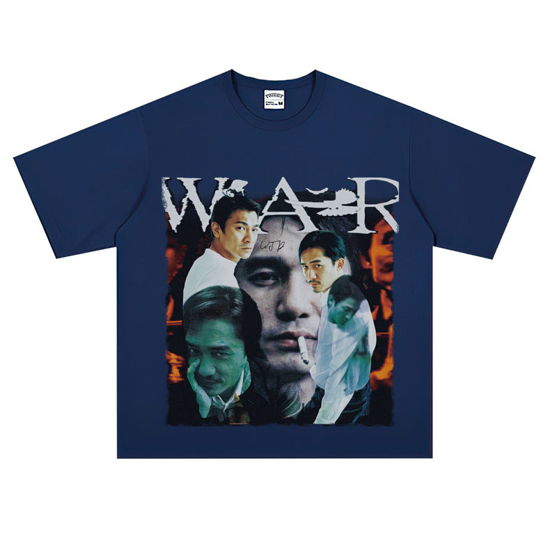 Film Star T Shirt Movie Andy Lau Short Sleeve Loose Retro American Street T-shirt