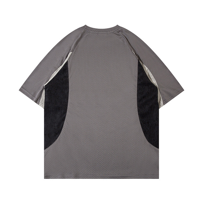 Racing oversized t shirt retro, mesh short sleeve t-shirt