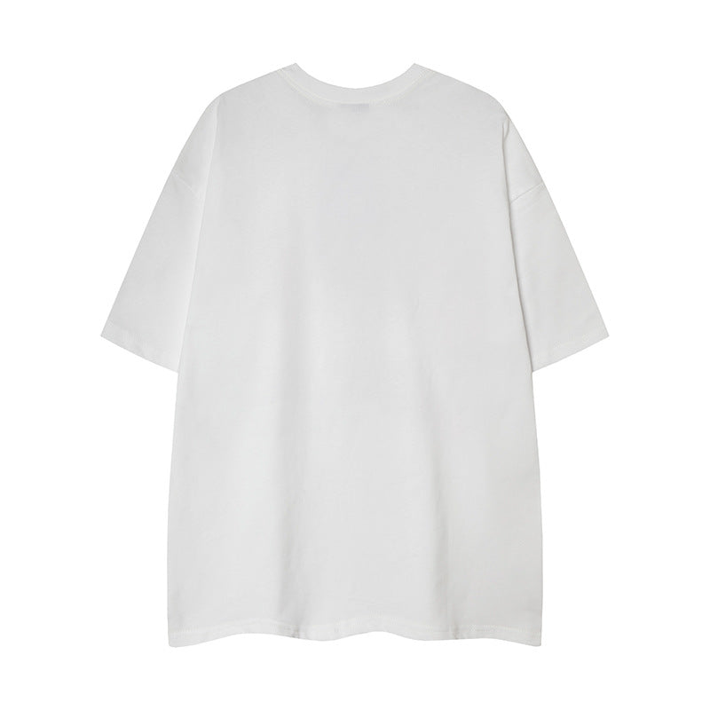 Nyc T Shirt Graffiti Print Necklace Short Sleeve T-Shirt Hip Hop Loose Top
