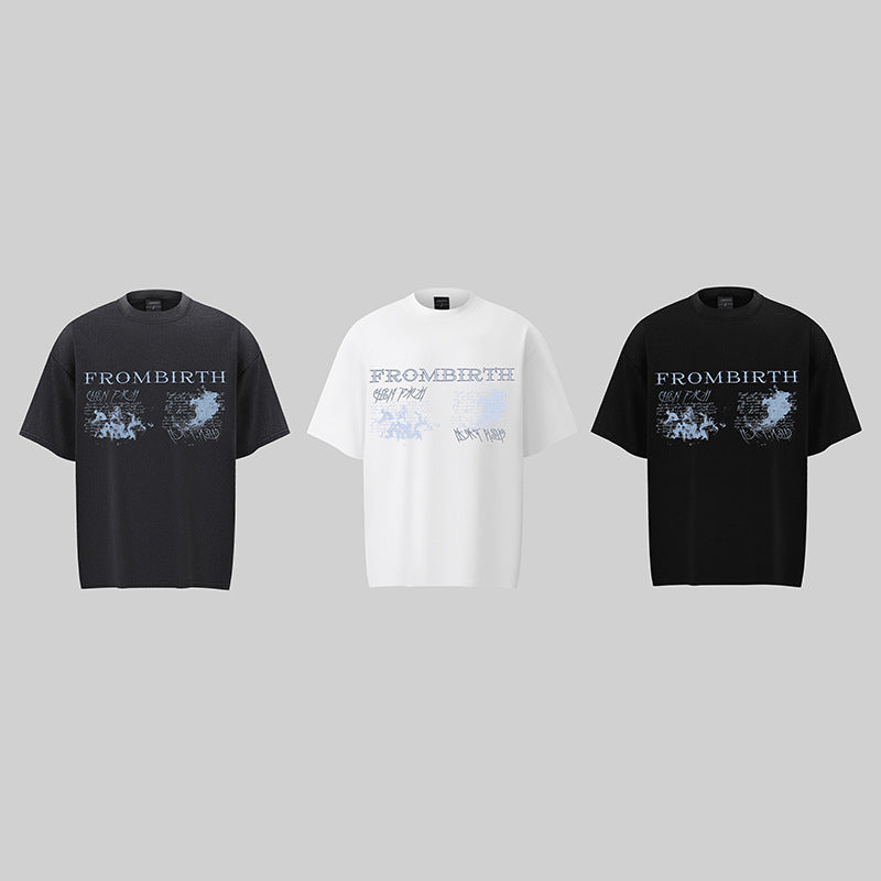 Camisas Retros Washed Hip Hop Short Sleeve T-Shirt