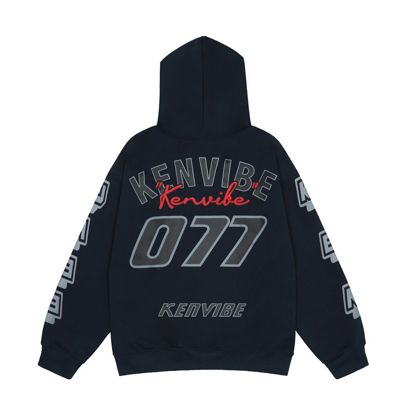 Streetwear Hoodie Racing Print Hooded Sweater Loose Hoodie Jacket