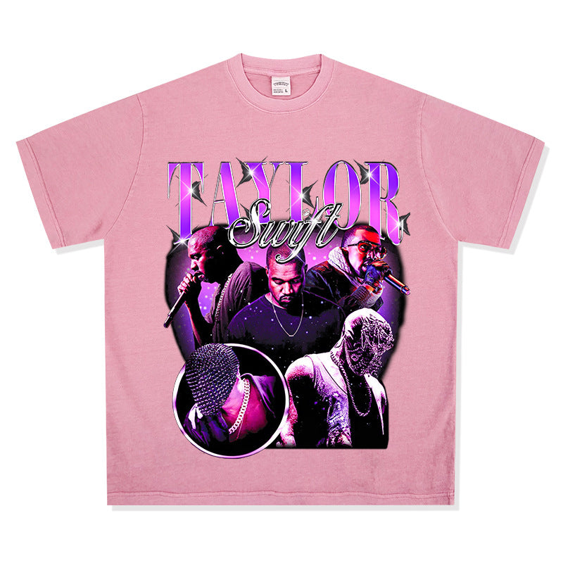New york hip hop shop vintage kanye west taylor short sleeve t-shirt