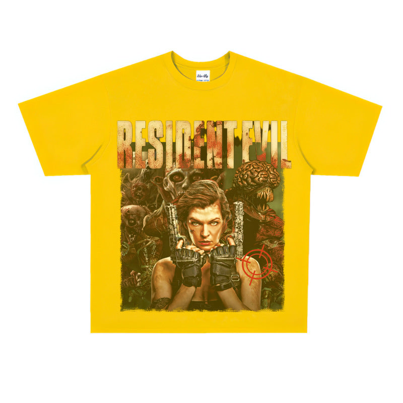 Film Star T Shirt Personalized Cotton Short Sleeve Loose Retro Design T-shirt for Men and Women