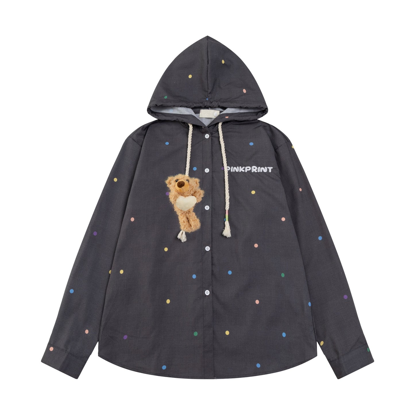 New York Hip Hop Style Cartoon Alphabet Embroidered Hooded Shirt Loose Casual Top