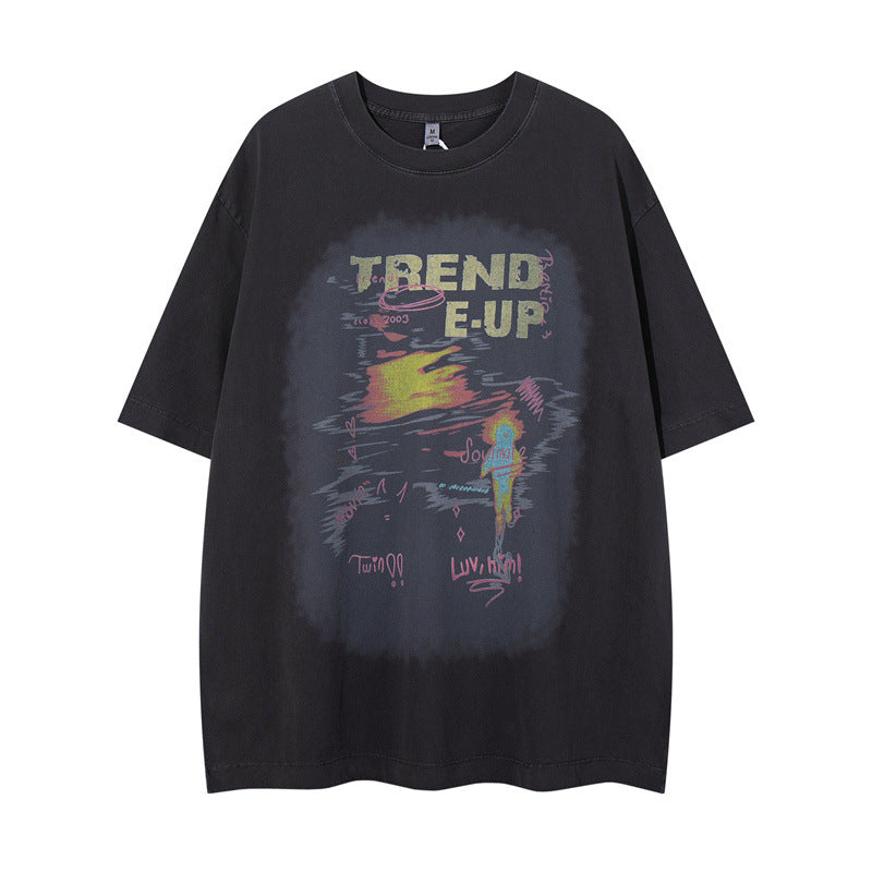 US drip outfits Summer Vintage Pattern Casual Loose Short Sleeve T-Shirts