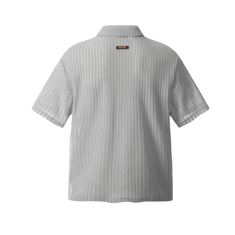 Hip Hop Shirts For Boys Short Sleeve Hollow Polo Shirt Summer Loose Cardigan Shirt