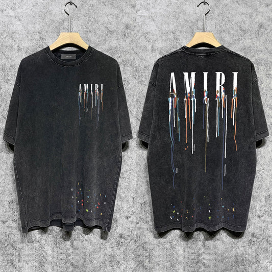 Amiri T-shirt Washed and Worn Retro Short Sleeve T-shirt