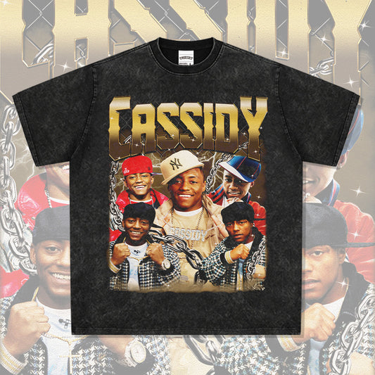 Outfit streetwear vintage hip hop Cassidy print short sleeve t-shirt