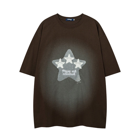 1990 Fashion T-Shirt Vintage Embroidered Short Sleeve T-Shirt Spring Summer