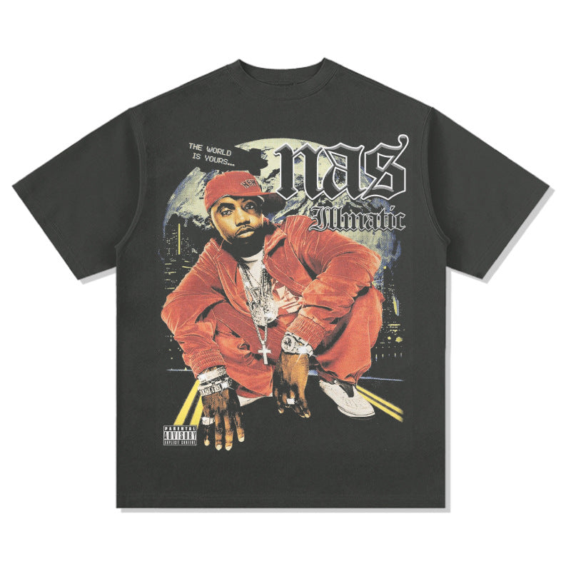 Cool t rapper vintage nas print long sleeve short sleeve t-shirt VINTAGE