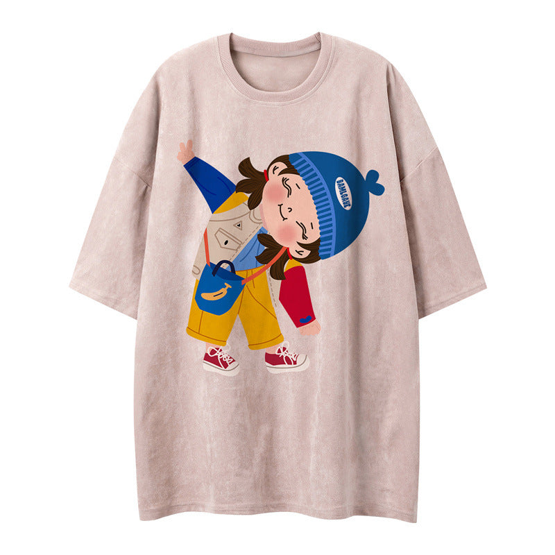 US drip outfits Summer Vintage Casual Loose Short Sleeve T-Shirts