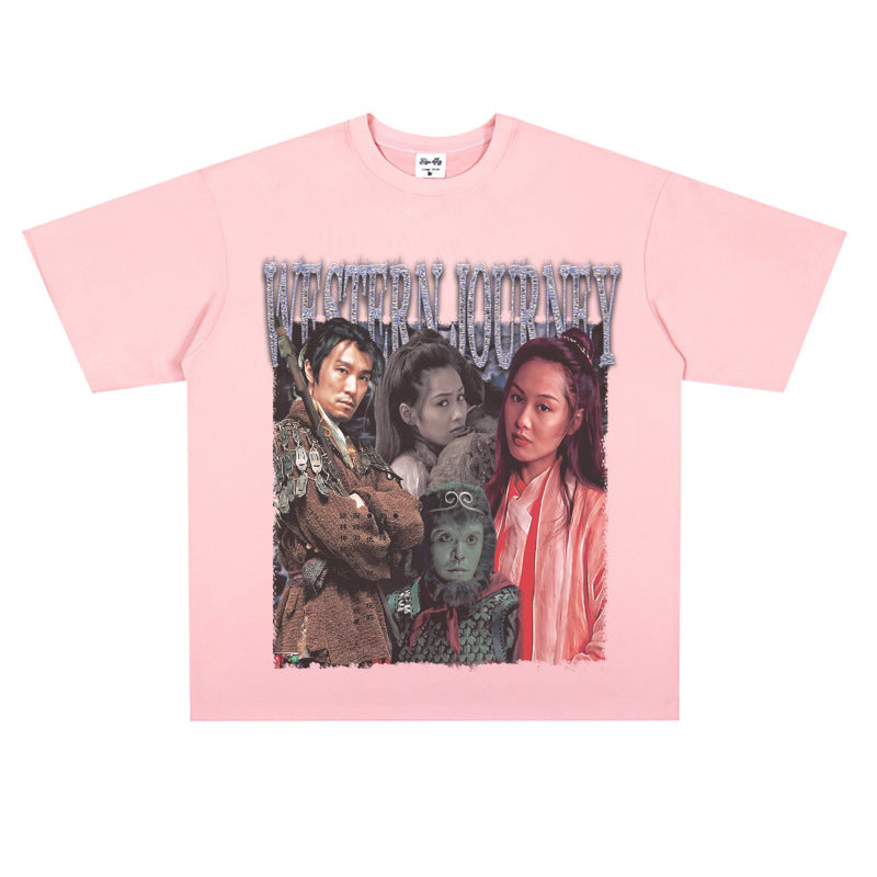 Film Star T Shirt Movie Westward Journey Stephen Chow Trendy Pure Cotton Short Sleeve Loose T-shirt