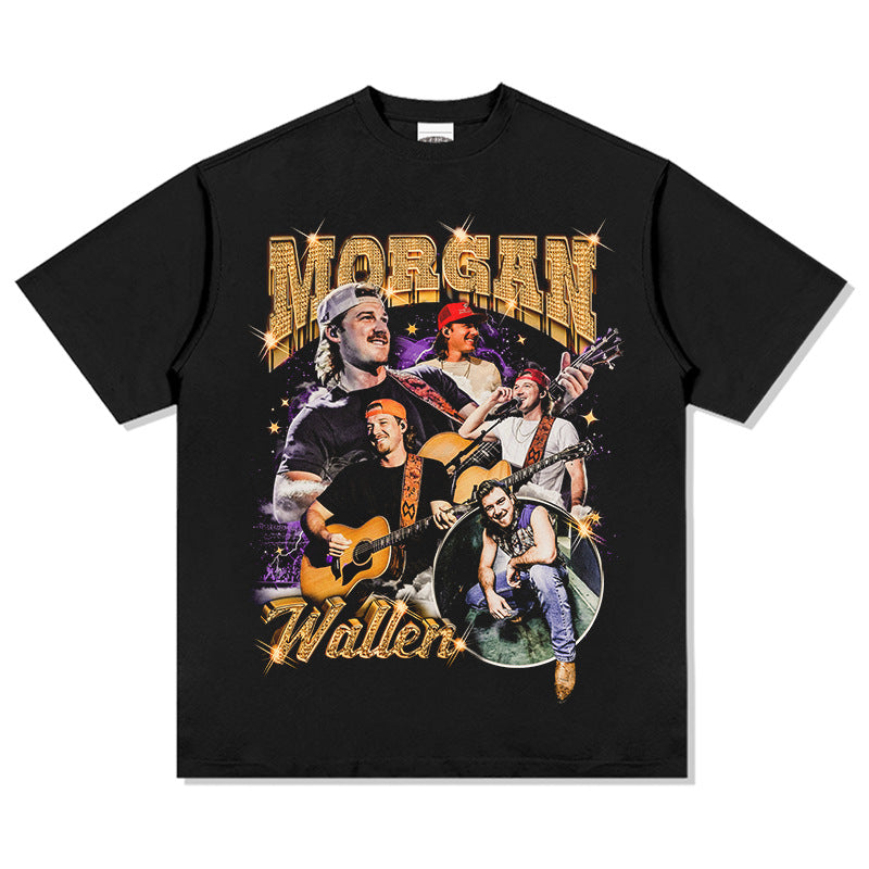 Streetwear masculino Morgan Wallen hip hop short sleeve vintage t-shirt