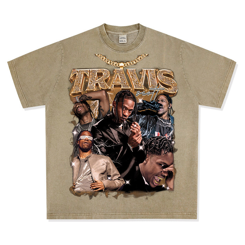 New york hip hop shop hip hop TRAVIS SCOTT print short sleeve t-shirt