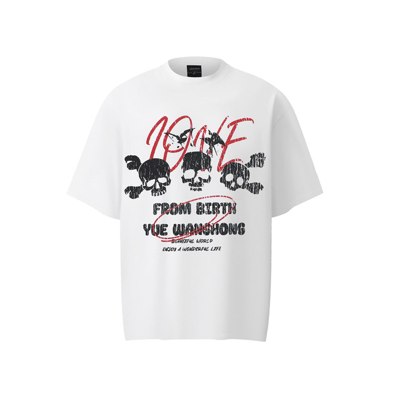 Hip hop clothing new york summer hip hop skull t-shirt short sleeve