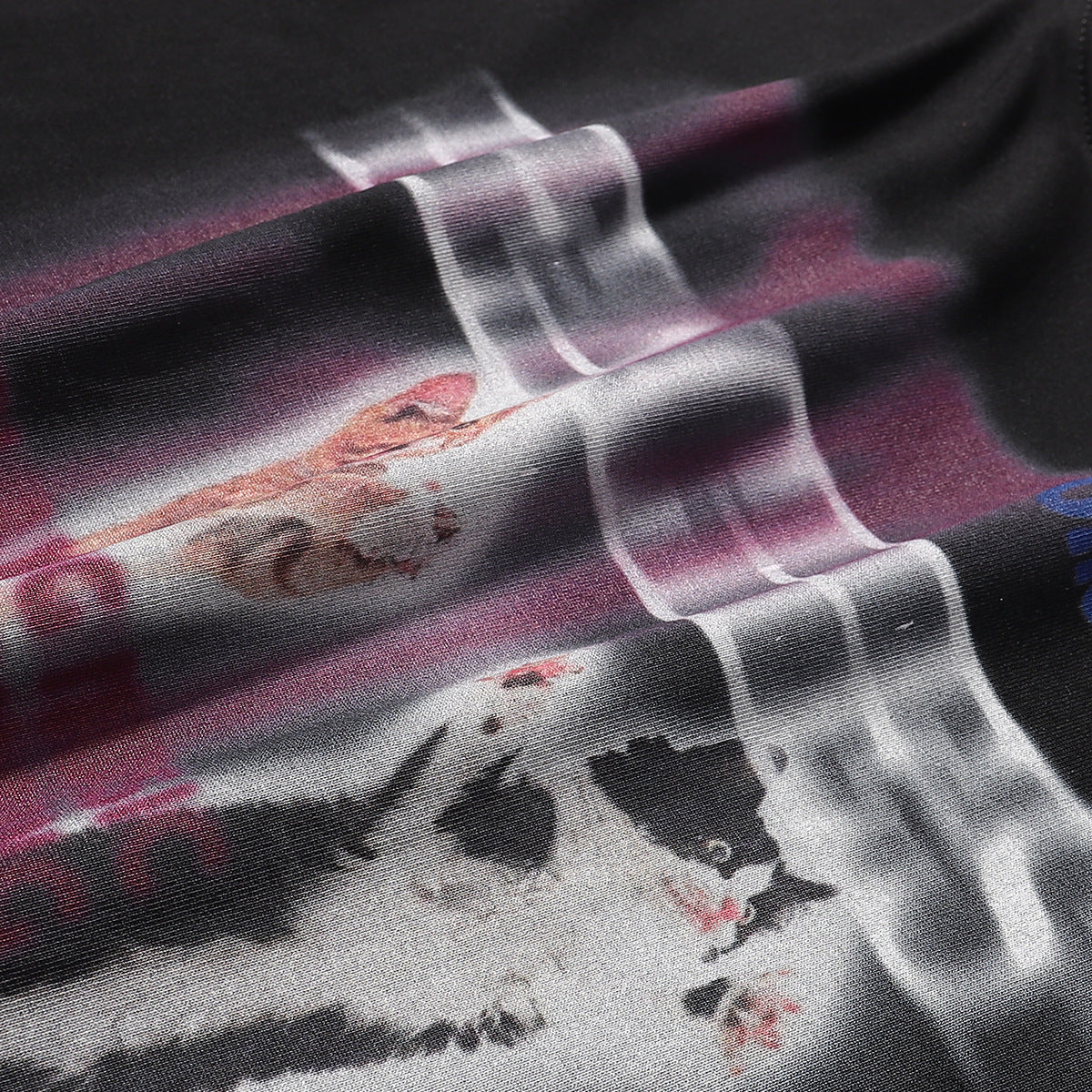 Vestimenta De Los 90 Summer Vintage Cat Print Short Sleeve T-Shirt