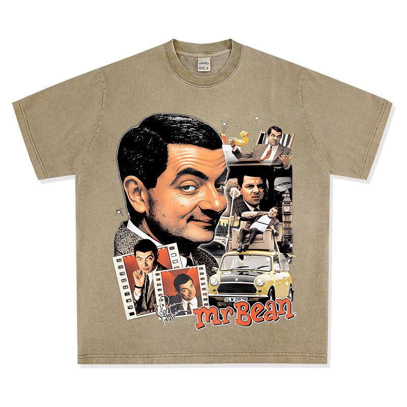 Streetwear masculino comedian bean atkinson print short sleeve t-shirt