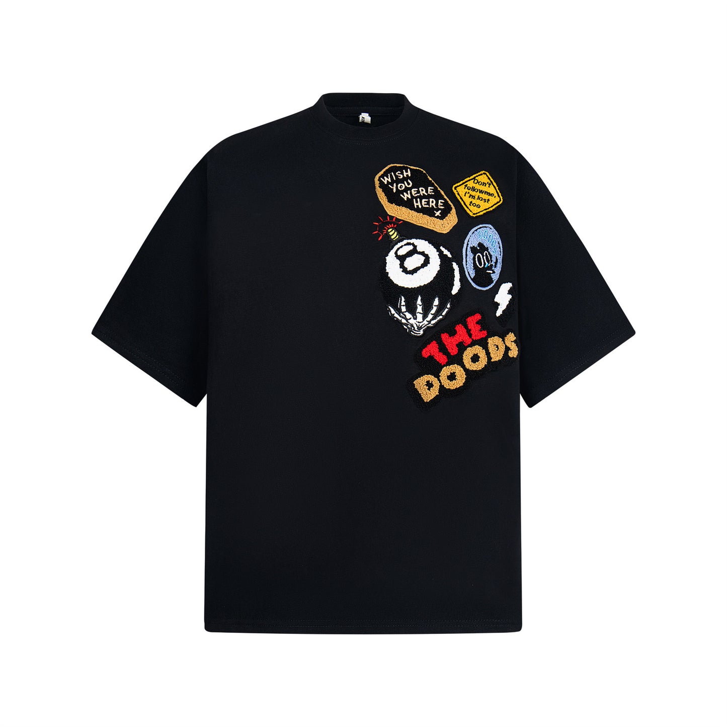 Hustle vintage summer vintage skull embroidered short-sleeved t-shirt