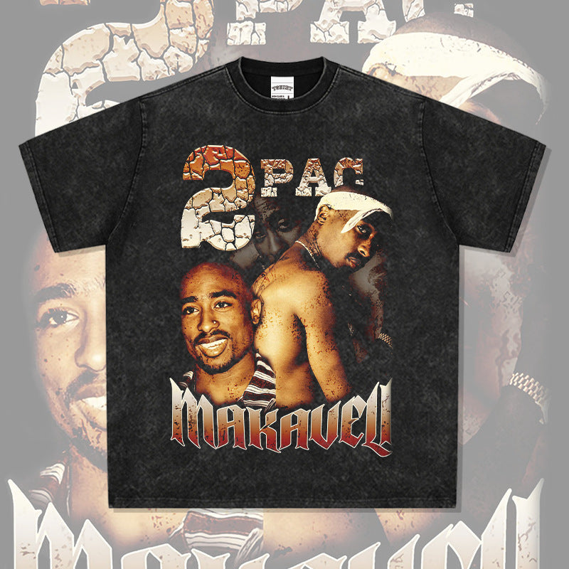Cool t rapper Tupac print hip hop Vintage short sleeve t-shirt vintage
