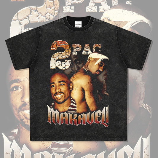 Cool t rapper Tupac print hip hop Vintage short sleeve t-shirt vintage