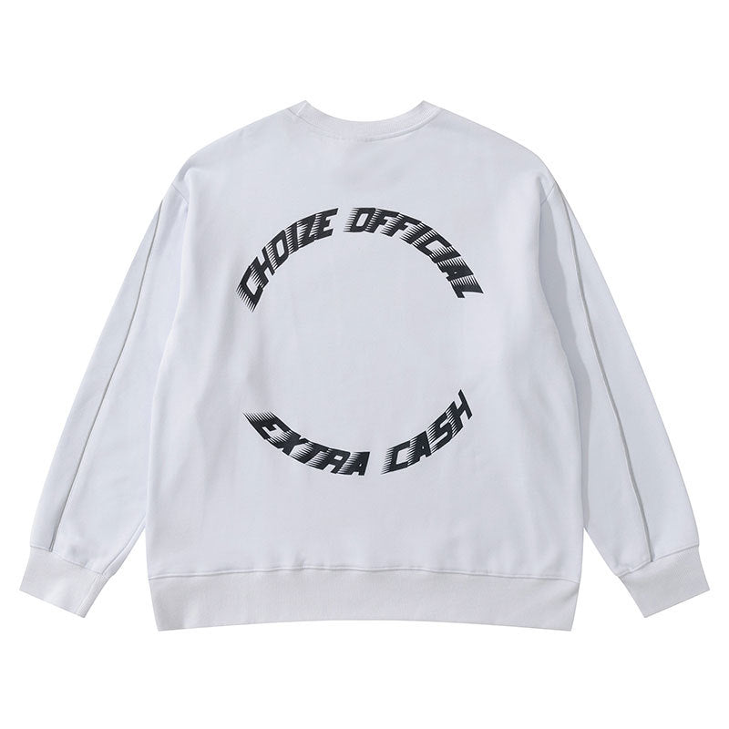 Marcas De Streetwear Reflective Strip Crew Neck Oversize Long Sleeve Top