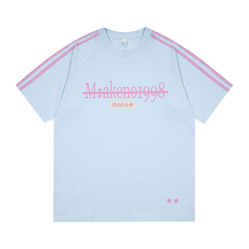 Vintage Usa Shirt Vintage Alphabet Print Short Sleeve T-Shirt