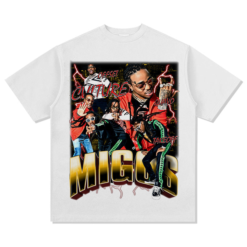 New york hip hop shop hip hop migos print vintage hiphop short sleeve t-shirt