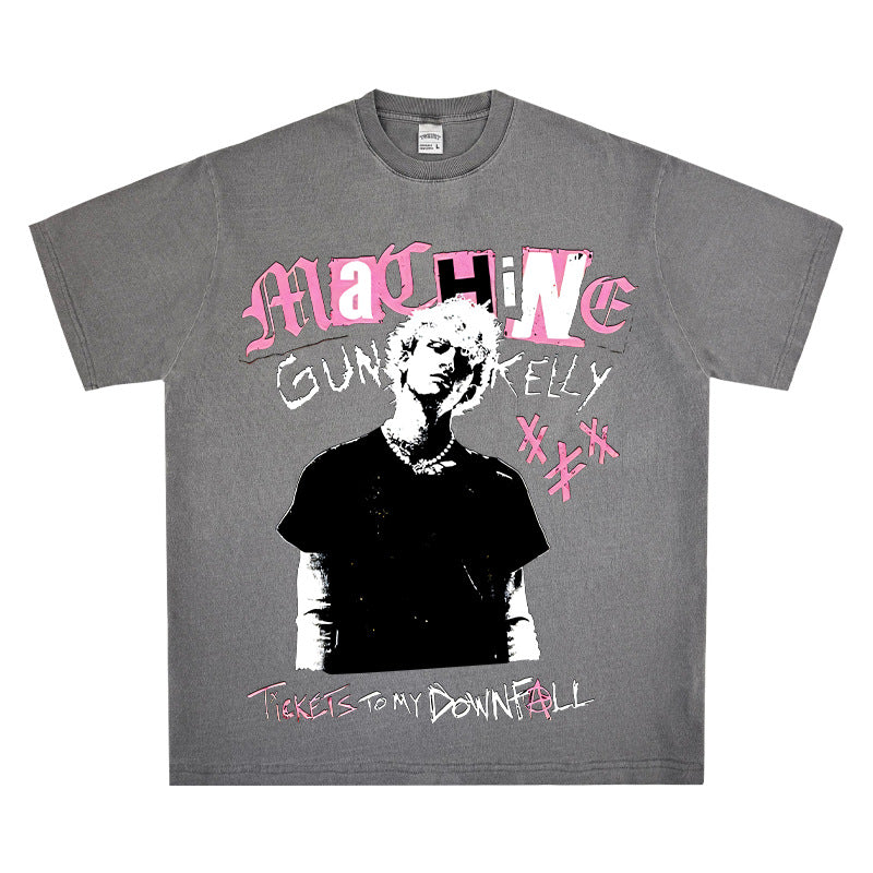 Cool t rapper vintage hip hop mgk print short sleeve t-shirt