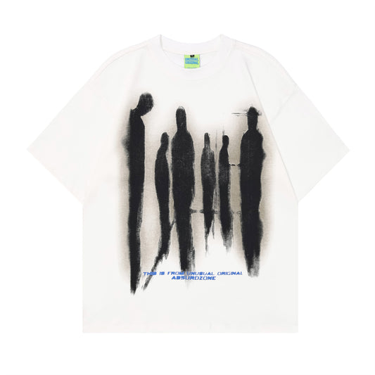 90s West Coast Hip Hop Fashion T Shirts Abstract Shadow Design Half Sleeve Top