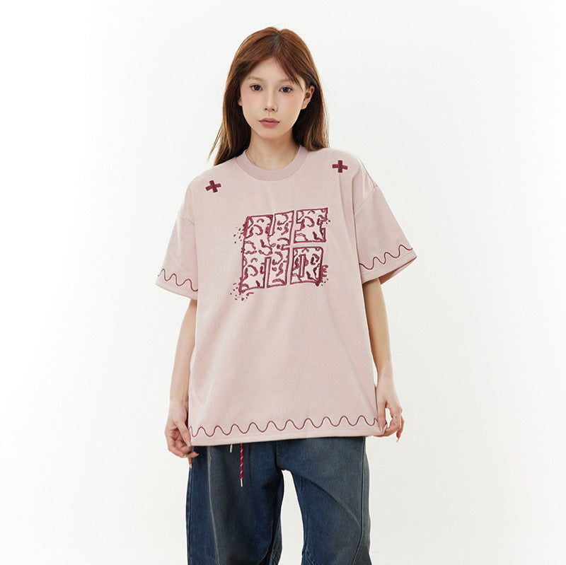 New York Hip Hop Style Crew Neck Short Sleeve T-Shirt Summer Loose Casual T-Shirt